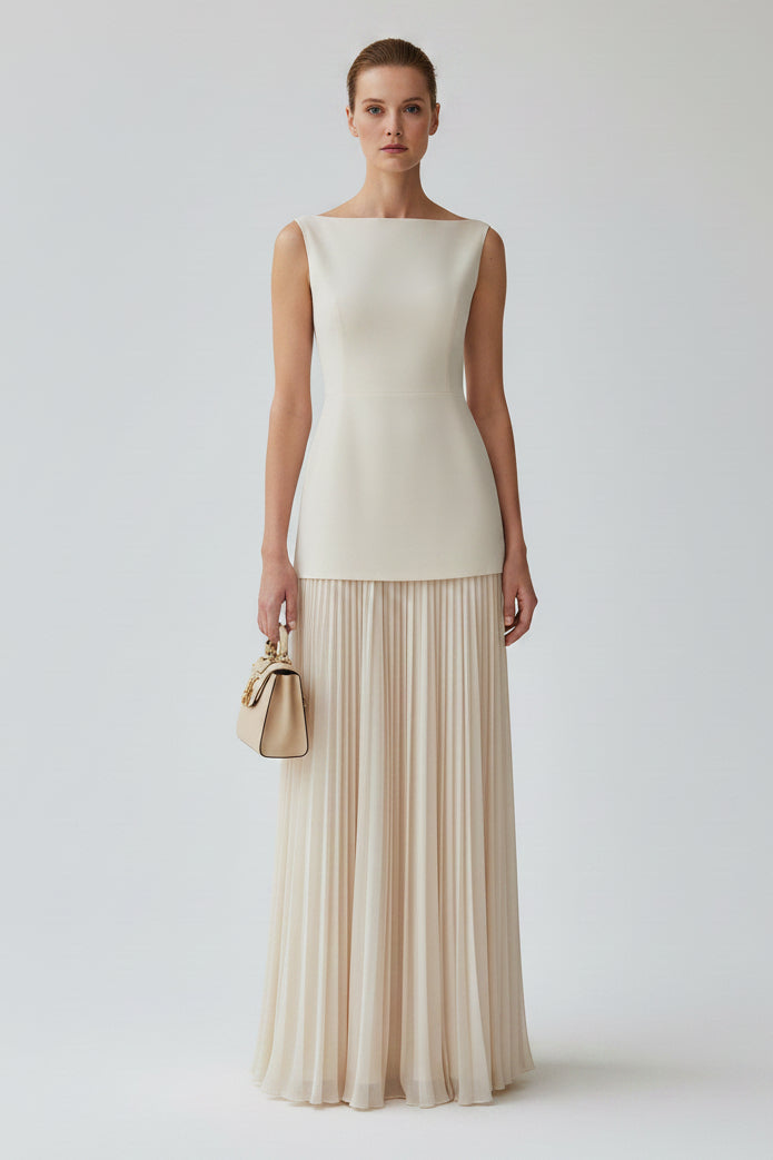 Serena | Komplet s plisirano maxi obleko