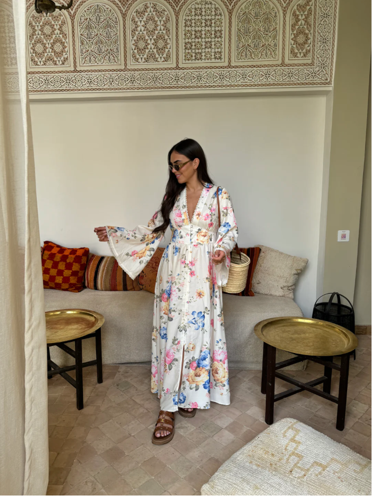 Evelina – cvetlična maxi obleka