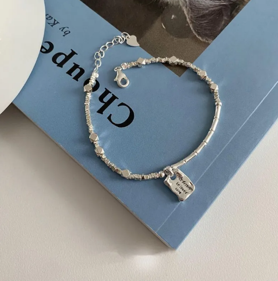 Srebrna Kvadratna Zapestnica Amor
