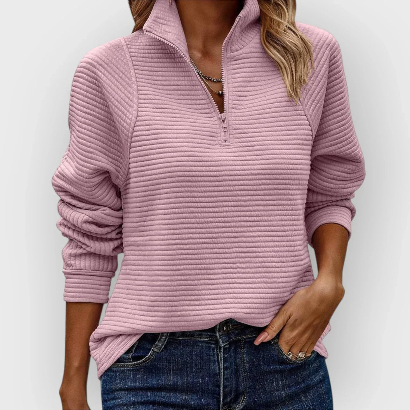 Olivia – pulover s polovično zadrgo
