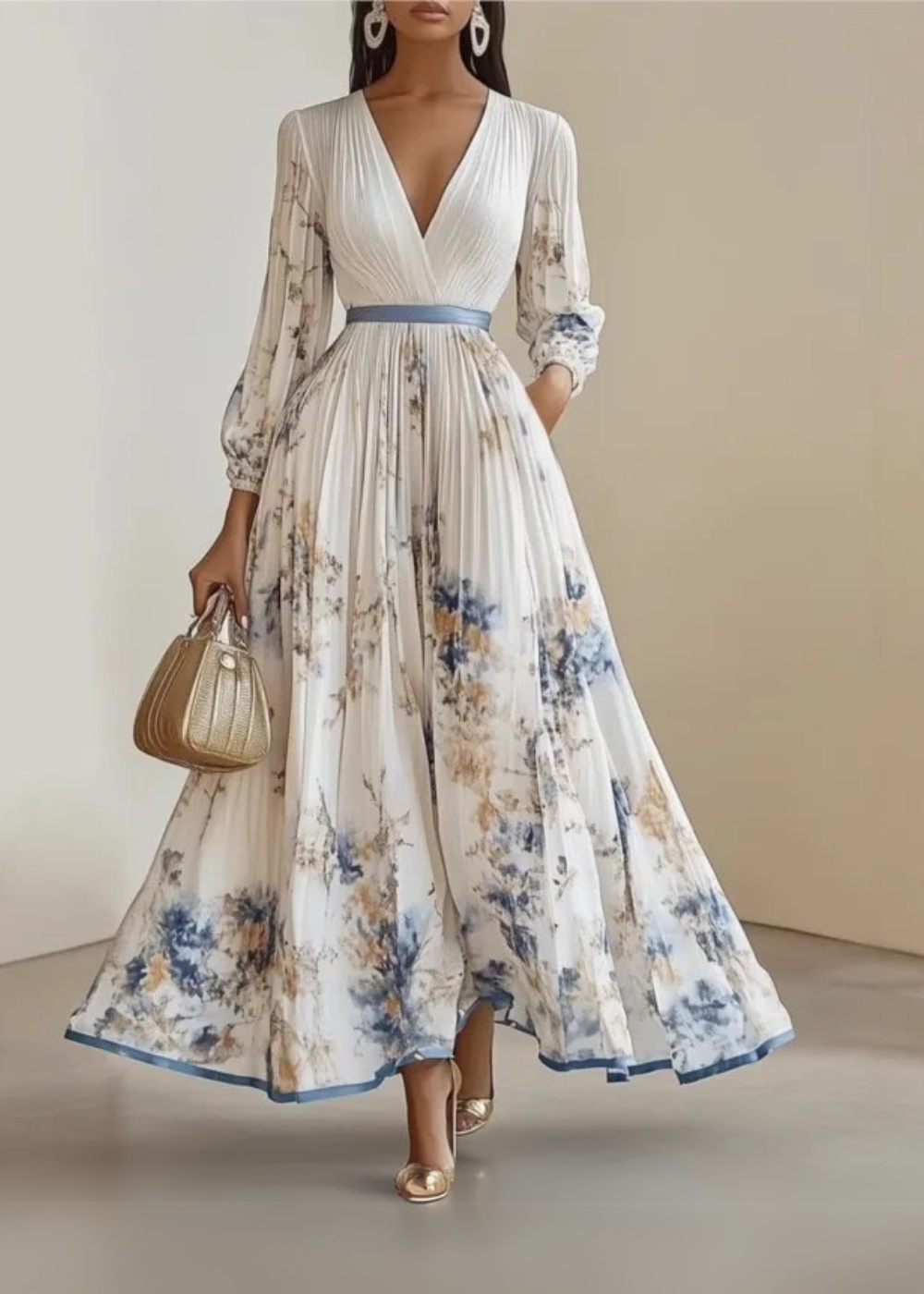 Katie | Elegantna cvetlična maxi obleka