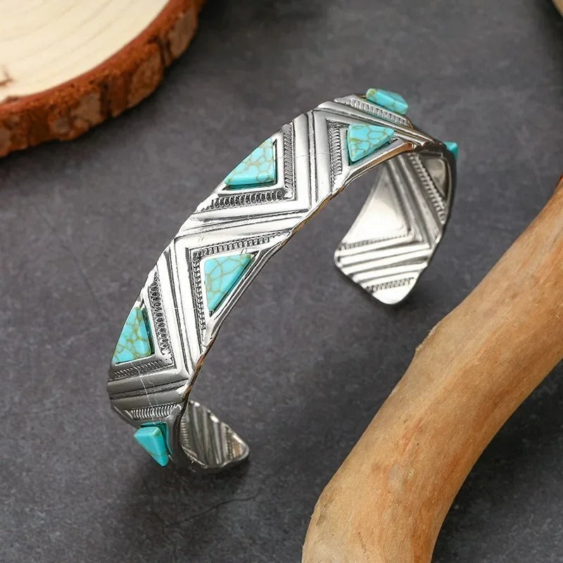 Vintage Boho Tribalna Zapestnica s Turkizom