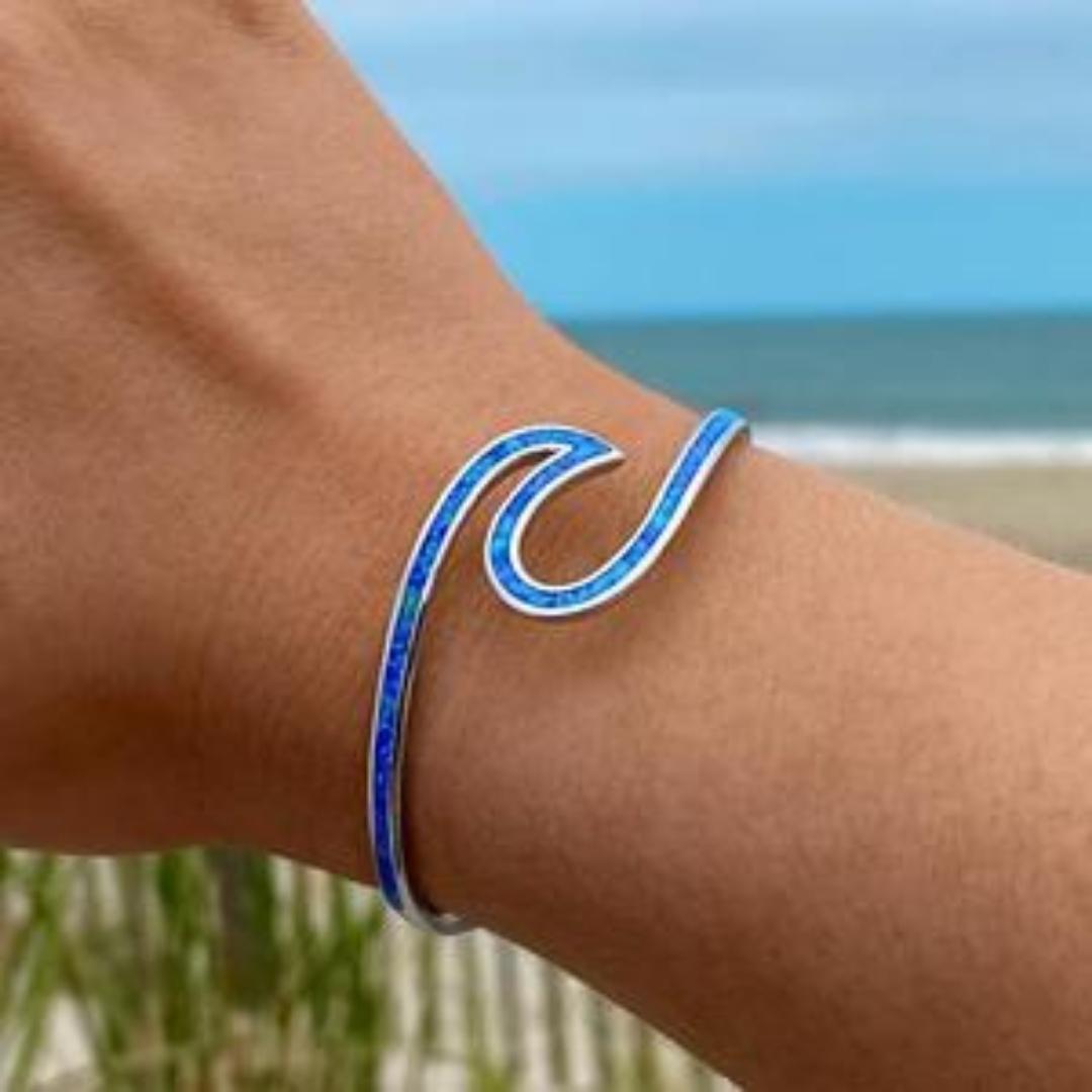 Srebrna Zapestnica Sea Wave Opal
