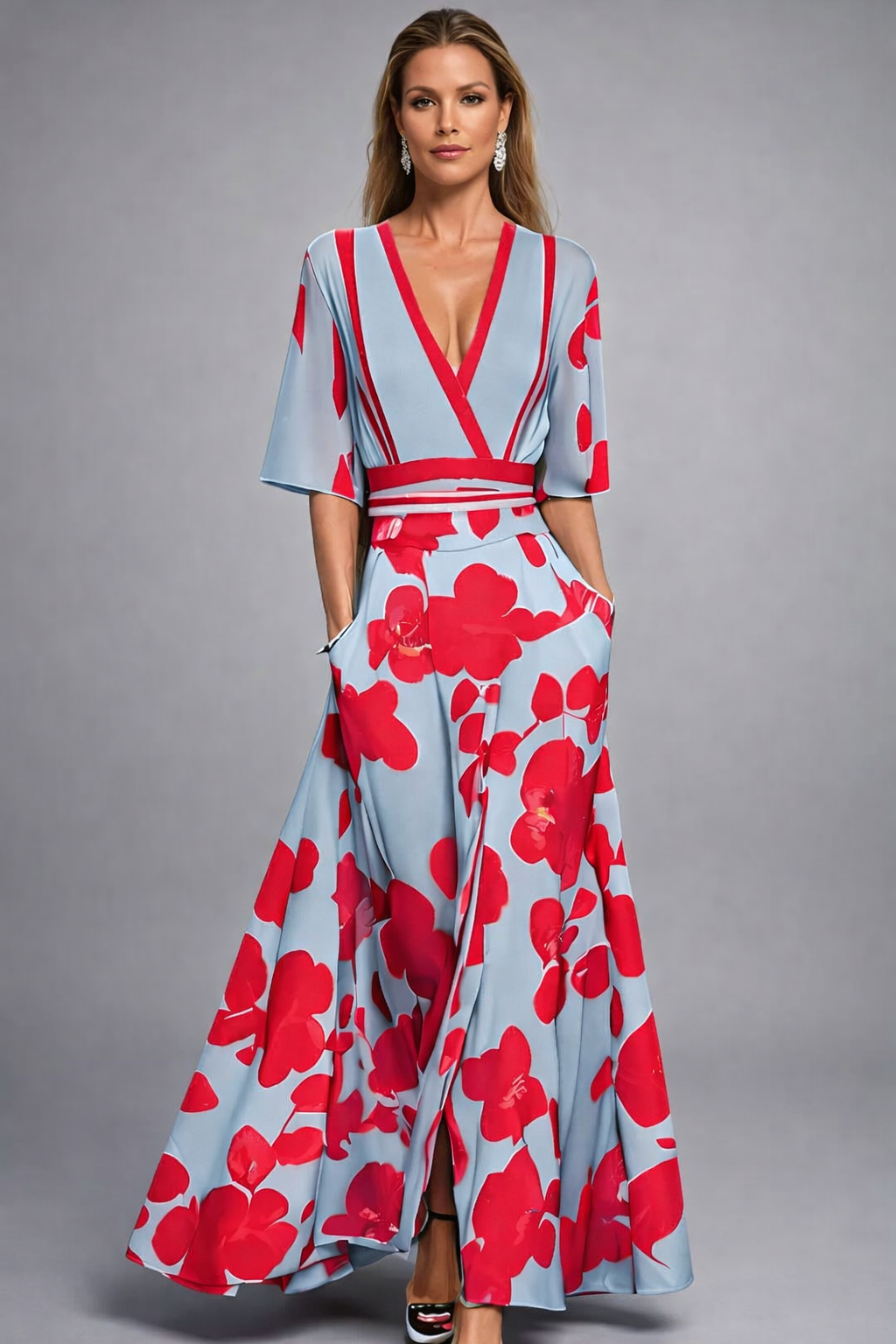 Elisa – elegantna ovita maxi obleka s cvetjem