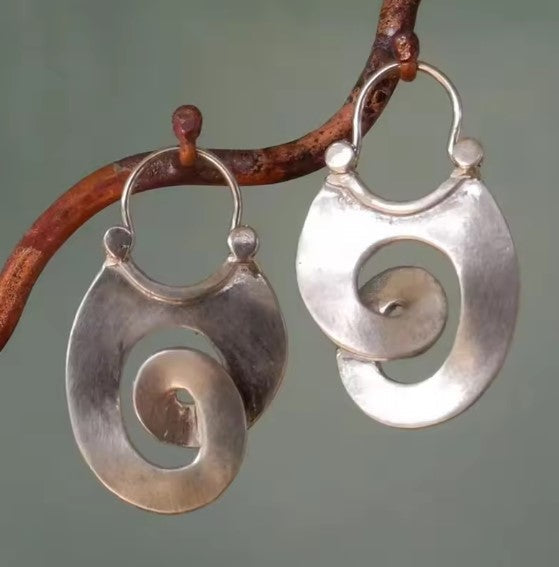 Vintage Srebrni Spiralni Uhani