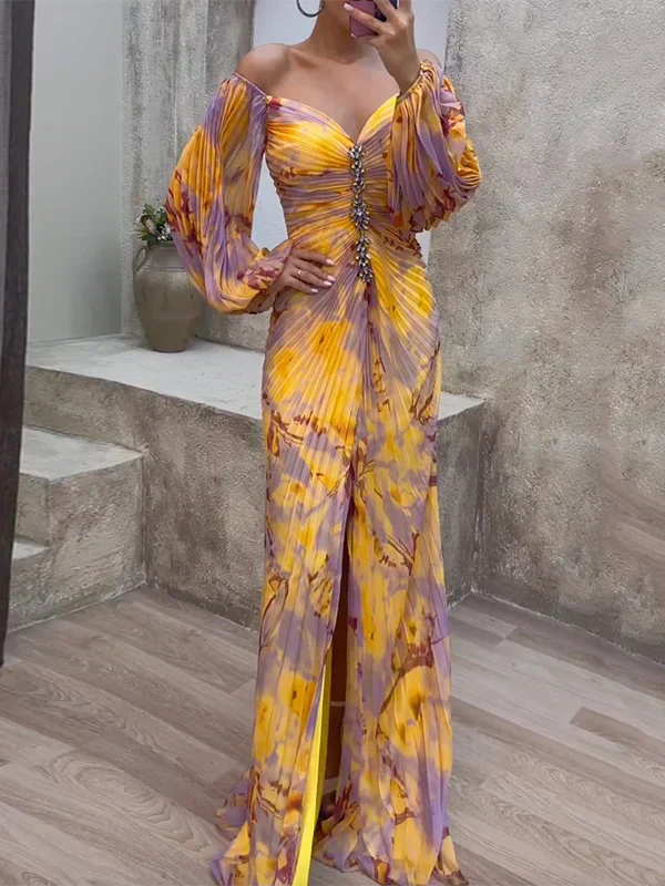 Gisselle – maxi obleka z V-izrezom