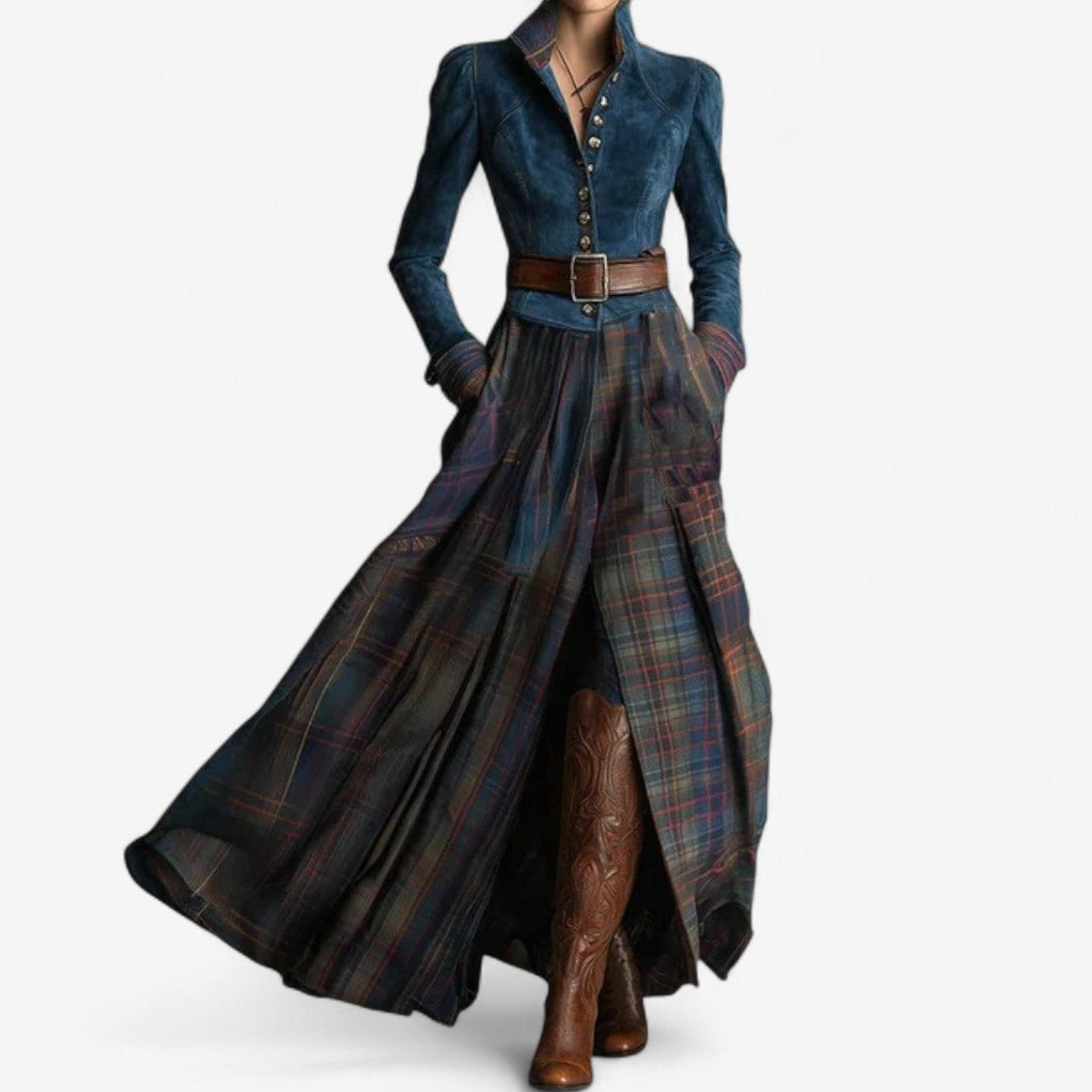 Fouziha – Elegantna obleka s pasom